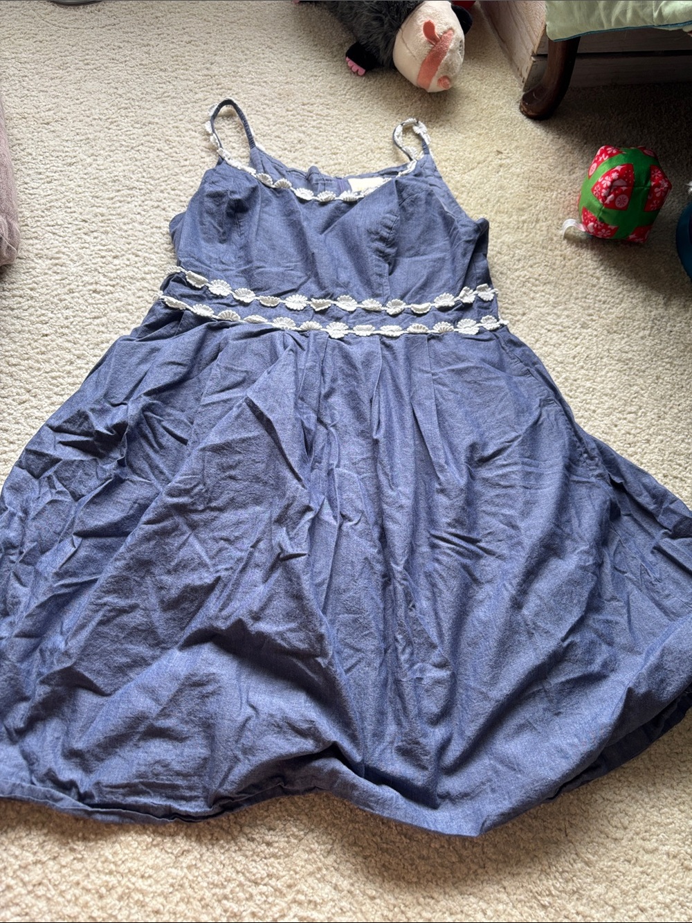 Modcloth chambray Sleeveless Dress with White Daisy trim